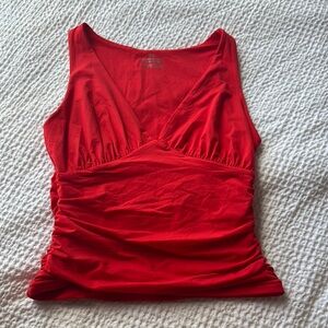 Red Sleeveless Ruched Top